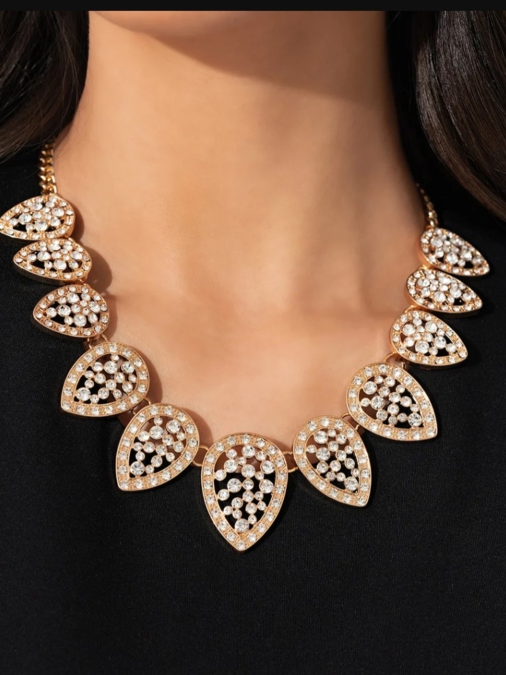 Paparazzi Cody Elegant Gold Teardrop Crystal Statement Necklace Set